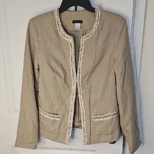VENUS Women's Beige Blazer with Cream Accents‎